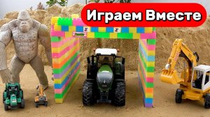 Машинки мультики ! 🚜 Трактор и экскаватор попали в беду — полиция мчится на помощь!