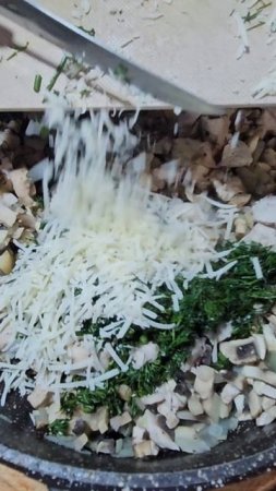 Легкий пирог с мясо и грибами