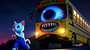 Котенок столкнулся с автобусом-монстром по дороге в школу