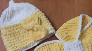 Детская шапочка и шарфик из плюша!??