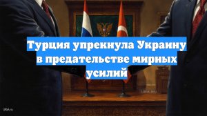 Турция упрекнула Украину в предательстве мирных усилий