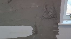 Барельеф из штукатурки своими руками. Горы, ёлки, озер?