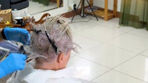 Окрашивание седых волос в блонд, без предварительного