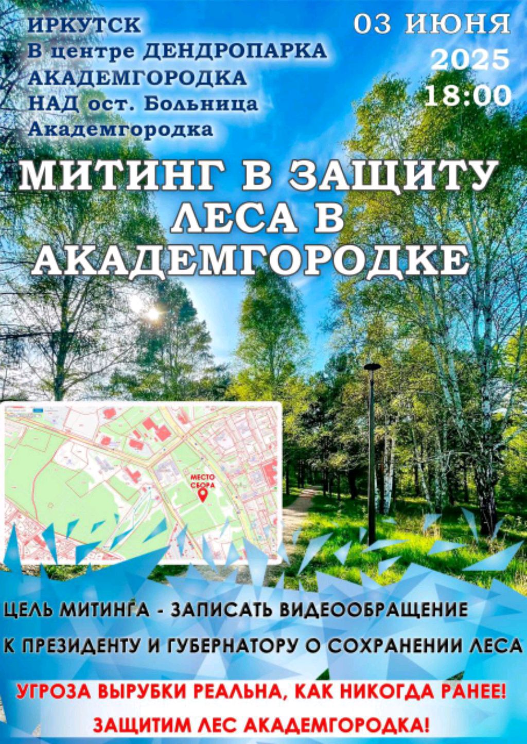Иркутск. Митинг в защиту рощи Академгородка.