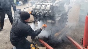 Запуск двигателя Камаз 740 10 после ремонта! Будет дымно!