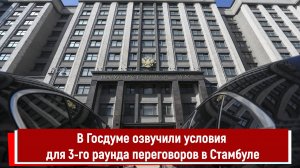 В Госдуме озвучили условия для 3-го раунда переговоров в Стамбуле