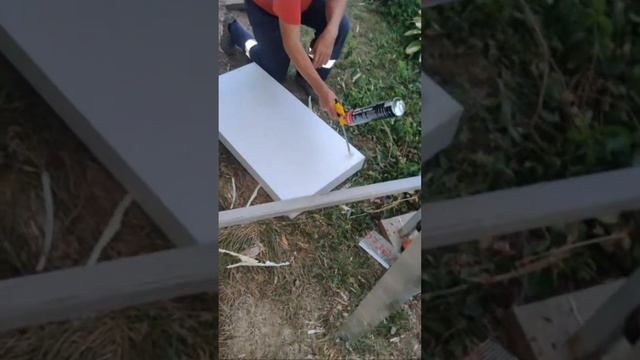 Приклейка пенополистирола на клей-пену в прямом эфире