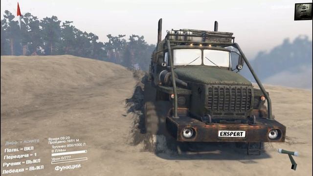 SpinTires - Урал 4320 на больших колёсах смотреть онлайн