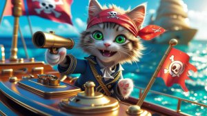 Котенок стал пиратом!