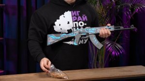 Деревянный автомат резинкострел AKR в скине IceWing из Standof