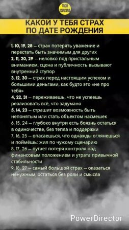 Какой у тебя страх по дате рождения