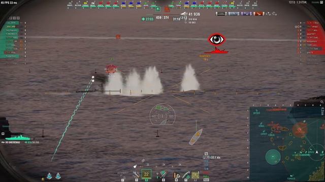 Немецкий линкор 7 уровня "Gneisenau" МАСТЕР БЛИЖНЕГО БОЯ. смотреть онлайн