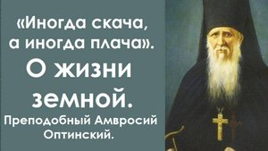 Иногда скача, а иногда  плача. О жизни земной. Преподобный Амвросий Оптинский.