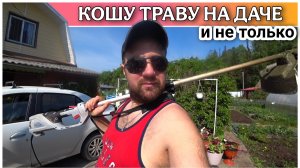 Кошу траву на даче электрическим триммером🔥Поехал в город за девочками🤗Забрал долгожданную посылку