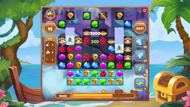 Как пройти уровень 8997 игры Сокровища Пиратов смотреть онлайн