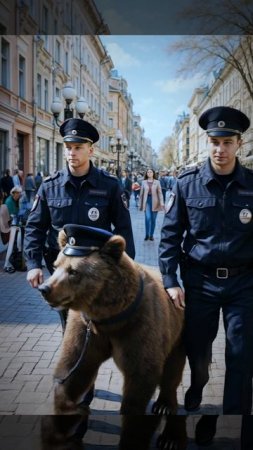 Полицейские с медведем на Арбате