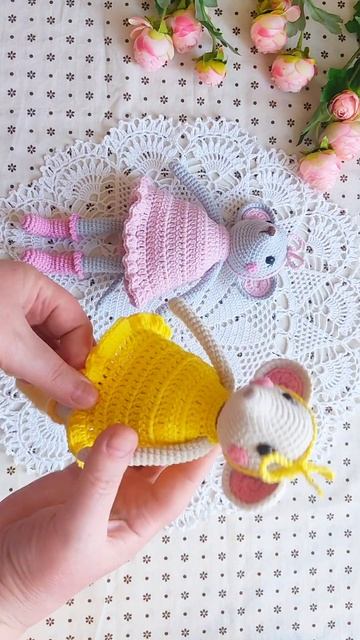 Очаровательные мышки крючком #crochet #амигуруми #мышкакрючком