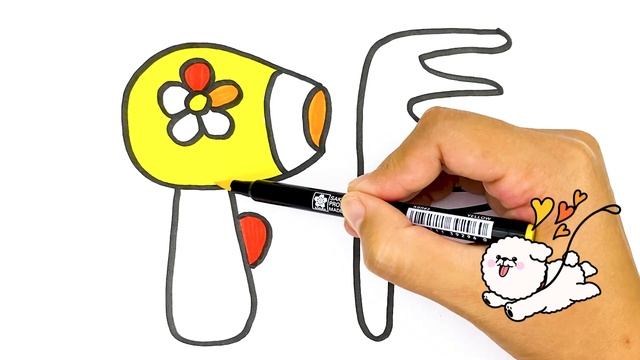 Bolalar uchun Soch quritgich rasm chizish/Drawing hairdryer for children/Рисование фен смотреть онлайн