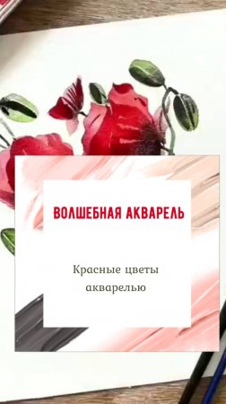 Красные цветы мокрой акварелью. Смотрим как красиво растекается акварель.