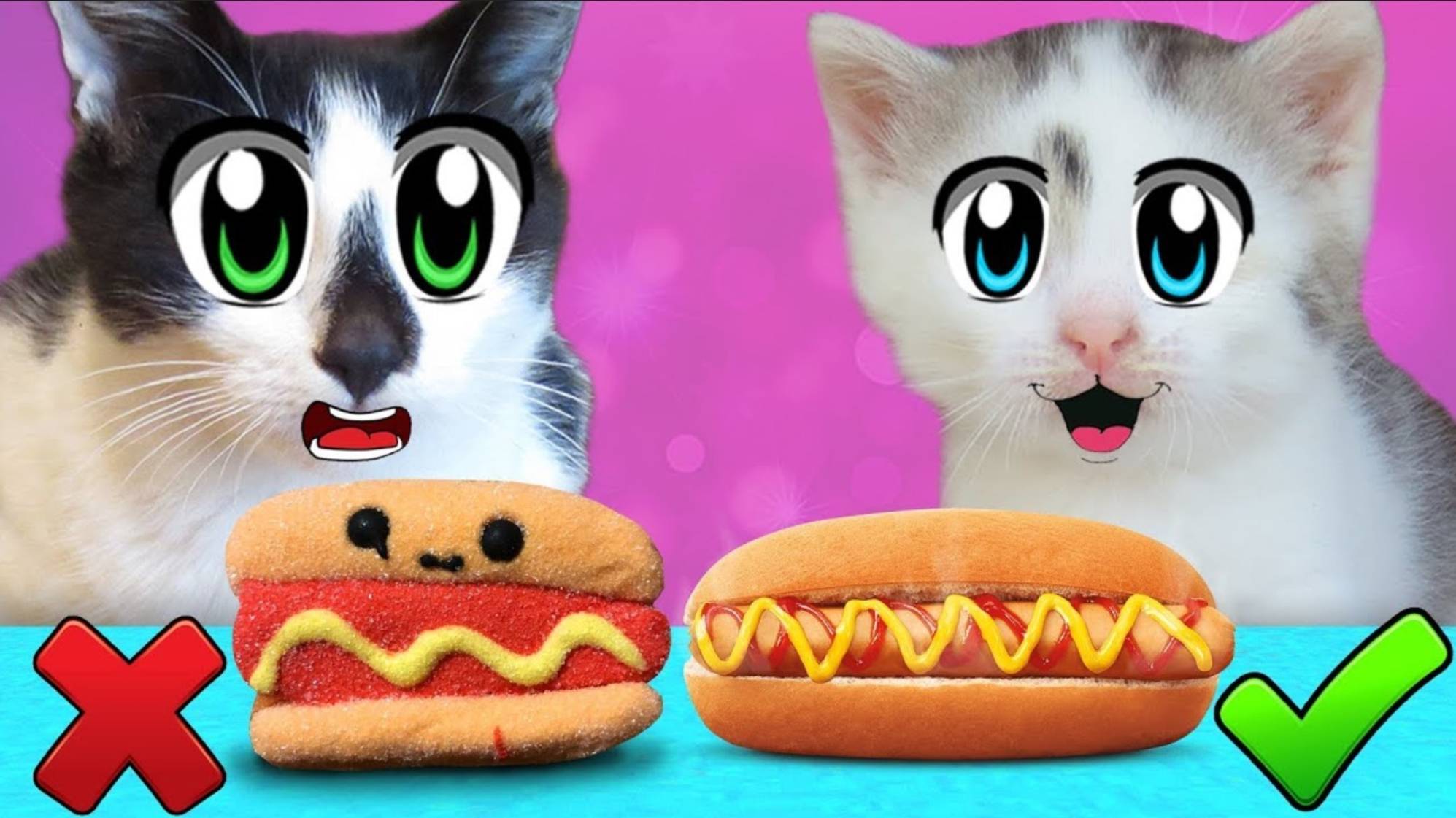 ОБЫЧНАЯ ЕДА ПРОТИВ МАРМЕЛАДА! КОТ МАЛЫШ и КОШЕЧКА МУРКА и REAL FOOD ЧЕЛЛЕНДЖ А НУ КА ДАВАЙ КА