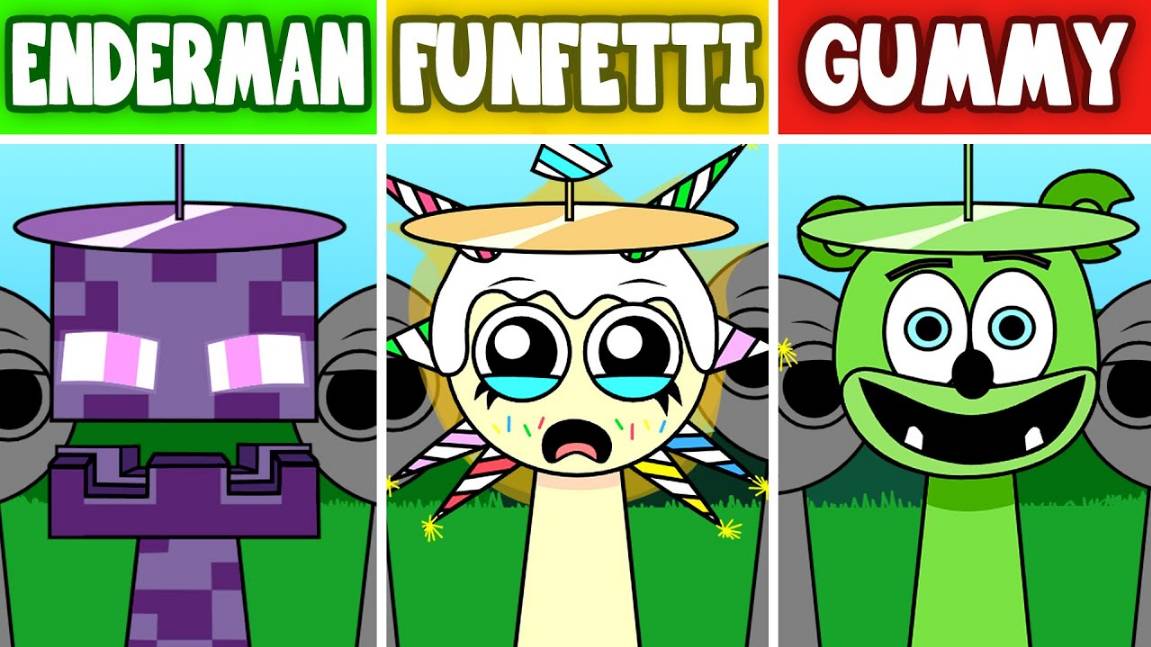 INCREDIBOX SPRUNKI 🎪 | FUNFETTI vs GUMMY vs ENDERMAN! 🍬🐻💀 ХОРРОР-ШОУ!