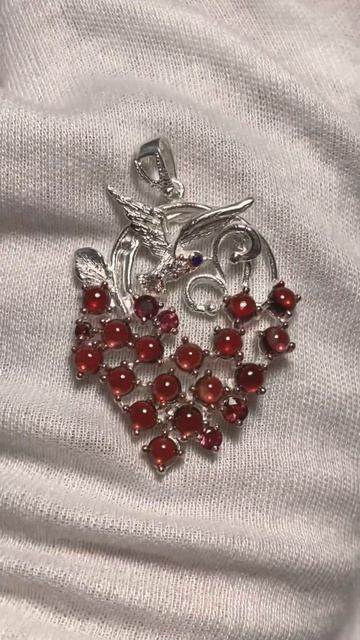 Кулон Гранат, родолит, циркон кубических 9.1гр 46*31*6мм Це смотреть онлайн
