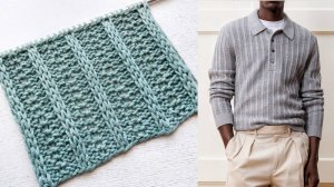 Лаконичный рельефный узор с вертикалями для вязания женских,  мужских и детских изделий