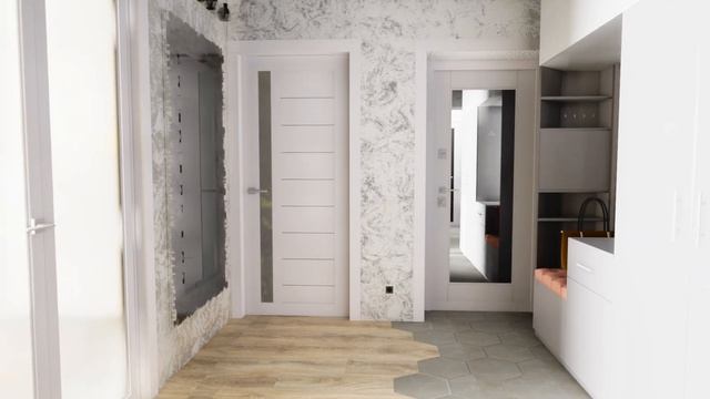 Прихожая, коридор, визуализация интерьера в blender, hallway,