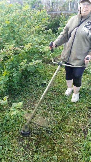 Жена косит триммером а я снимаю. смотреть онлайн