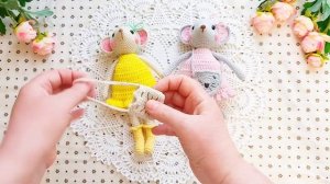 Игрушки крючком:мышки со сменной одеждой