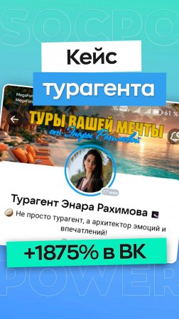Турагент Энара — +1875% рост в ВК