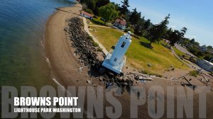 ☀️ Идеальный день в Browns Point — маяк, береговая линия и солнце с высоты дрона 🛥️