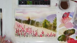 Быстрый акварельный пейзаж | Уроки акварели