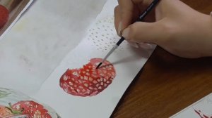 Клубника акварелью поэтапно, часть 1 | Уроки акварели