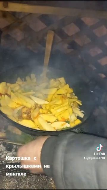 картошка с куриными крылышками на мангале.рецепты#кар смотреть онлайн
