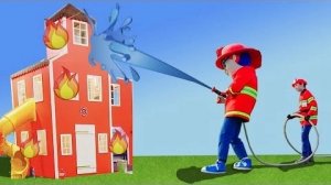 Дети в костюмах пожарных тушат горящее здание - Подборка 🏚🔥