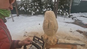 Резьба бензопилой. Сова поэтапно#Chainsawcarving owl