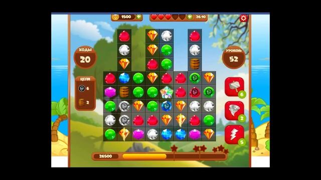 Игра "Сокровища Пиратов" 52 уровень (Как пройти на три з? смотреть онлайн