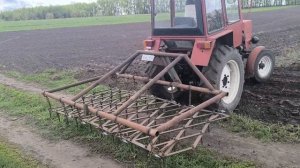 Боронование тяжёлыми боронами на Т-25 (3069)