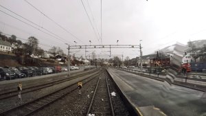 Из кабины машиниста: Зимняя буря в горах на перевале (Бергенская линия, Норвегия)