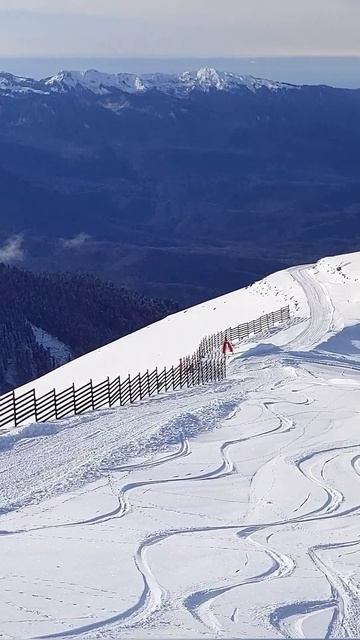 Лыжная трасса #сочи #краснаяполяна #розахутор #горы #сн смотреть онлайн