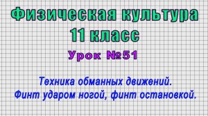 Физическая культура 11 класс (Урок№51 - Техника обманных движений.Финт ударом ногой,финт остановкой)
