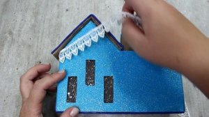 НОВОГОДНИЙ ДОМИК ИЗ КАРТОНА и ФОАМИРАНА для конфет 🎄