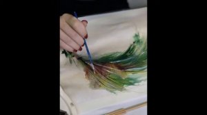 Рисуем осень.  Ветка сосны