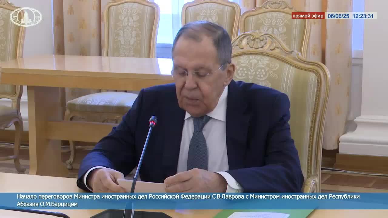 🔴 #ПрямойЭфир: Начало переговоров С.В.Лаврова с Министром иностранных дел Абхазии О.М.Барцицем
