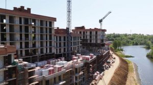 Ход строительства прайм квартала бизнес-класса "Отрада на реке" весна май 2025
