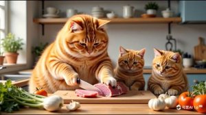 Mama Cat Trims Fur on the Farm and Makes Tiger Hat For Kittens At Home 🐾🧶🎩