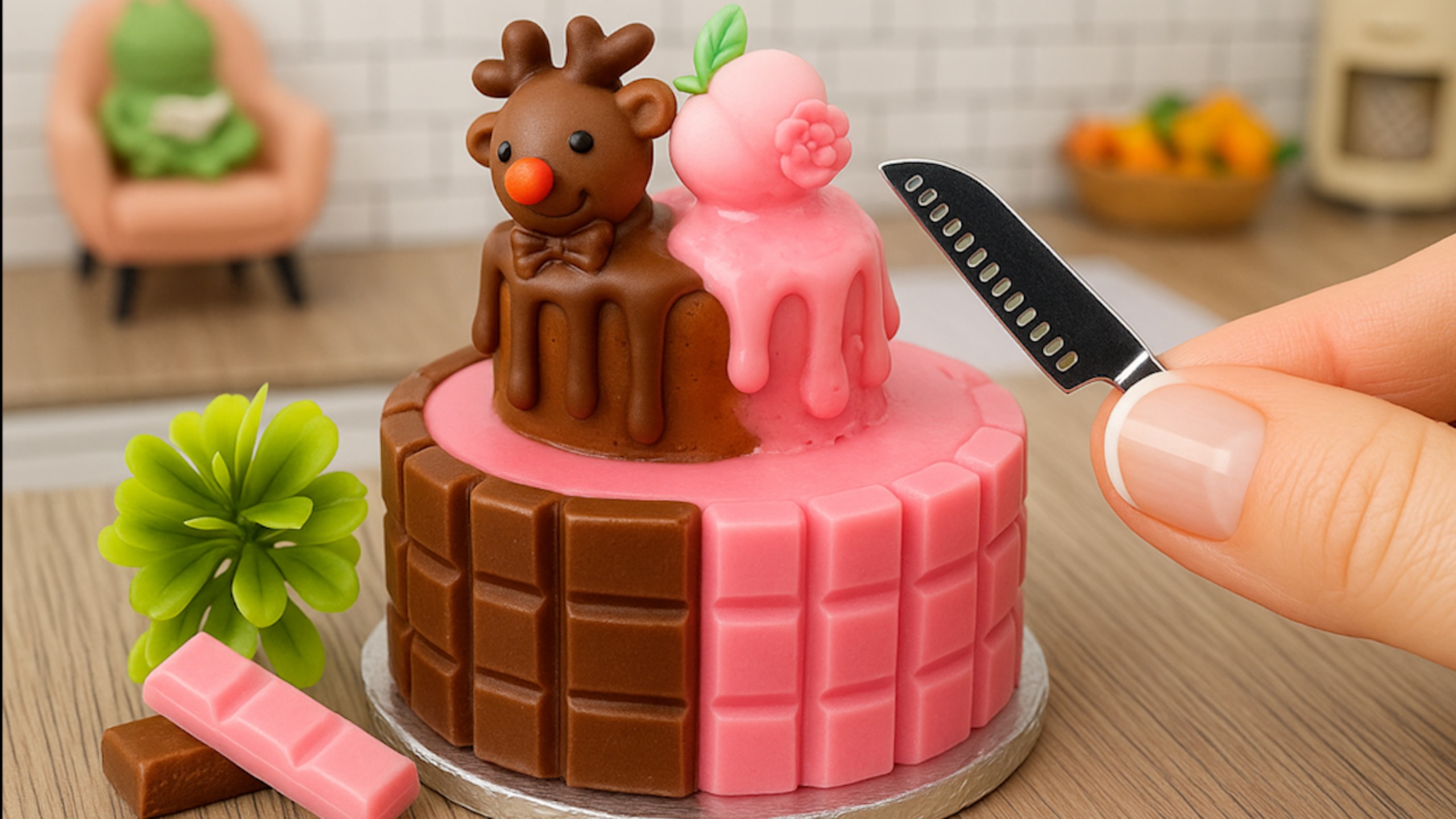 Готовлю и Украшаю Мини Торт 🍓🍰 Потрясающий Мини Торт 🤩 Мини Кухня