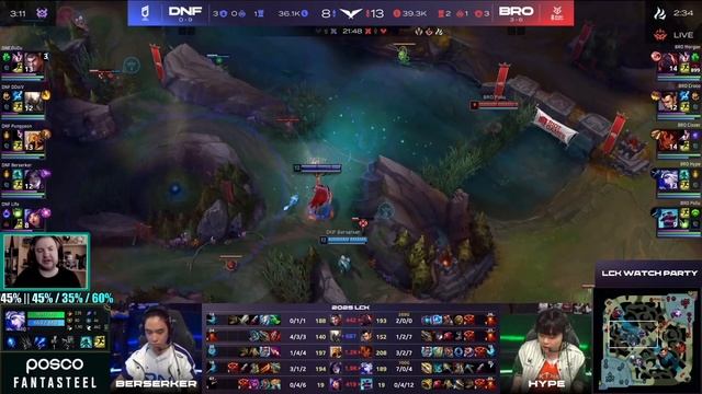 DNF vs. BRO | Неделя 5 Игра 1 - LCK Rounds 1-2 2025 | ОБЗОР КОРЕИ | Lolesports смотреть онлайн