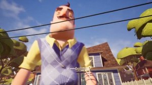 Что будет если увеличить соседа в его доме в игре Hello Nei